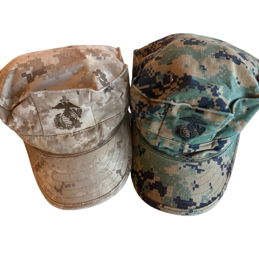 USMC MARPAT Utility Cover Hat Set Woodland & Desert Garrison Marine